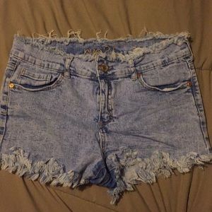 High waisted denim shorts